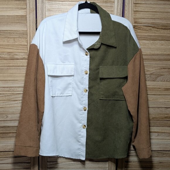 Shein Colorblock Button-Up Shirt Size XL - Picture 1 of 9